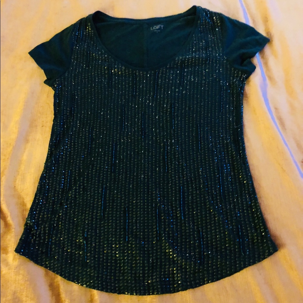 Hunter Green Sequin Front T-Shirt